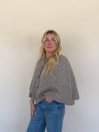 Button Cape Cardigan Sweater