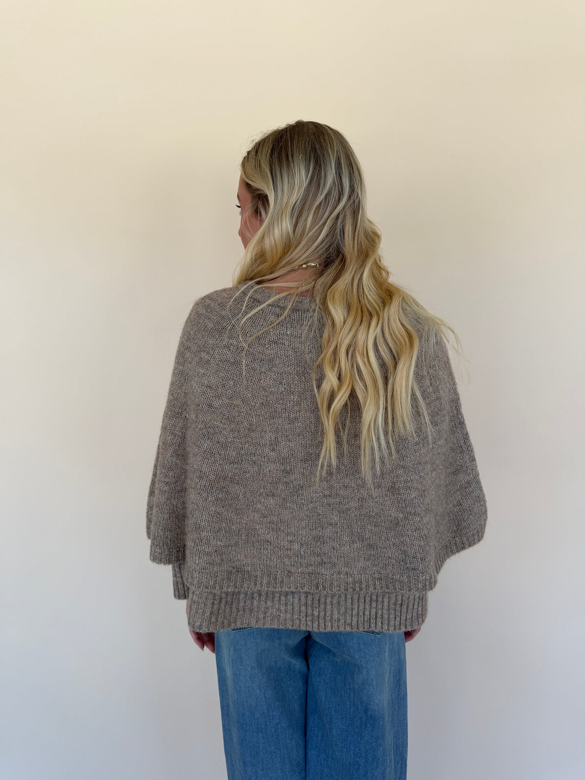 Button Cape Cardigan Sweater