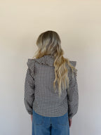 Gingham Print Ruffled Blouse