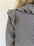 Gingham Print Ruffled Blouse