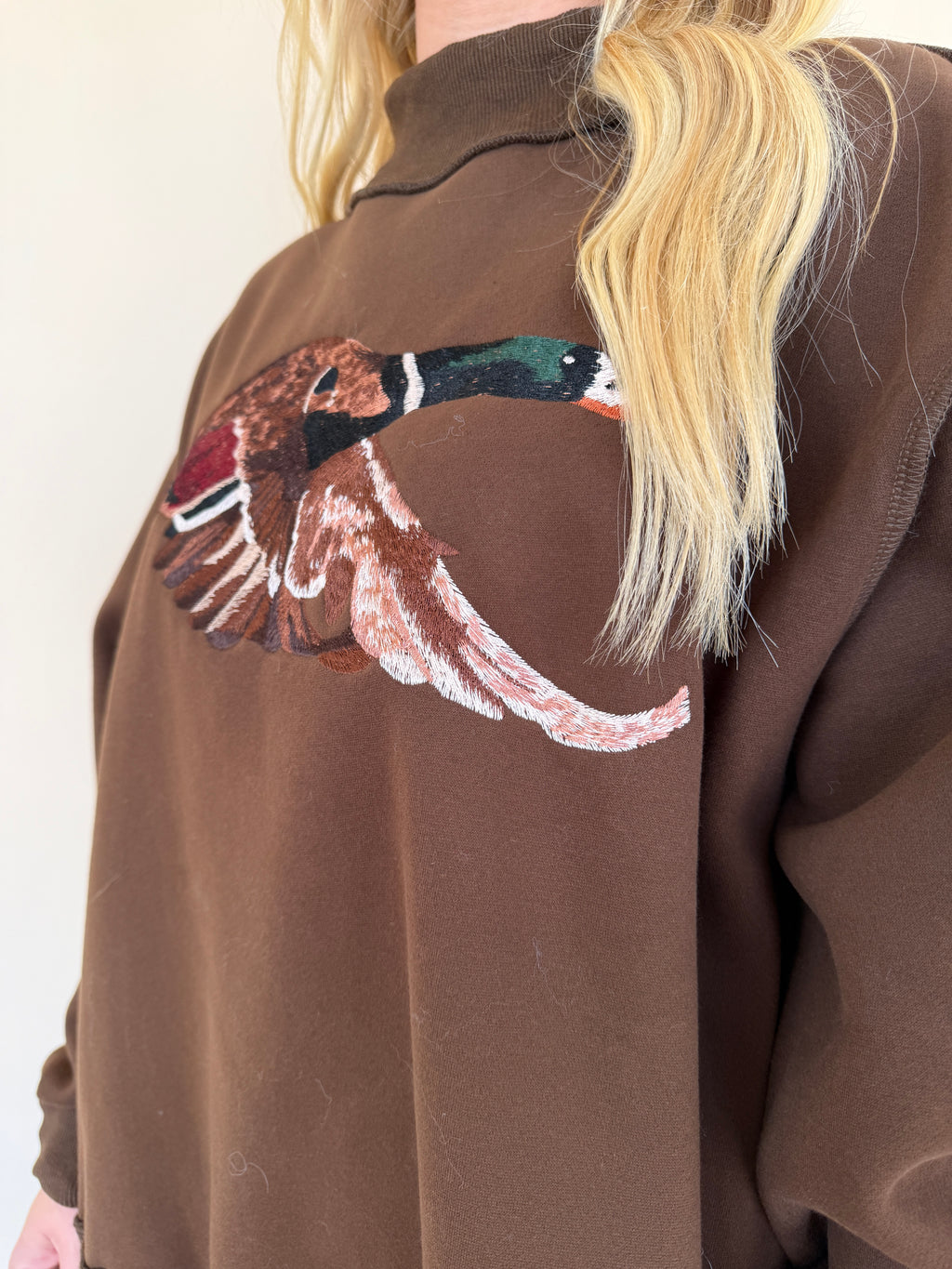 'Mallard' Embroidered Mock-Neck Sweatshirt