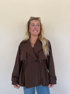 Drawstring Waist Trench Jacket