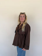 Drawstring Waist Trench Jacket