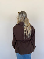 Drawstring Waist Trench Jacket