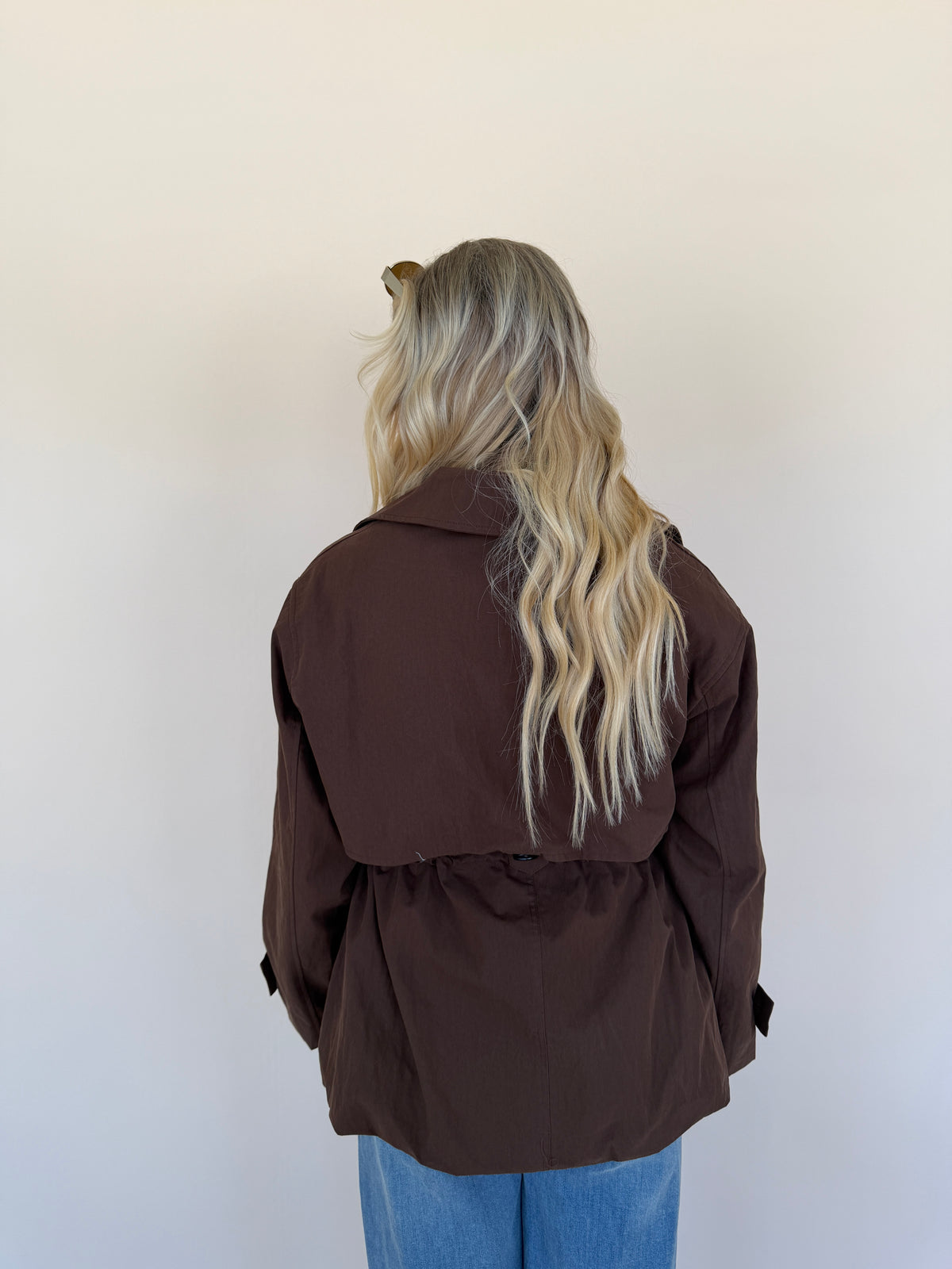 Drawstring Waist Trench Jacket
