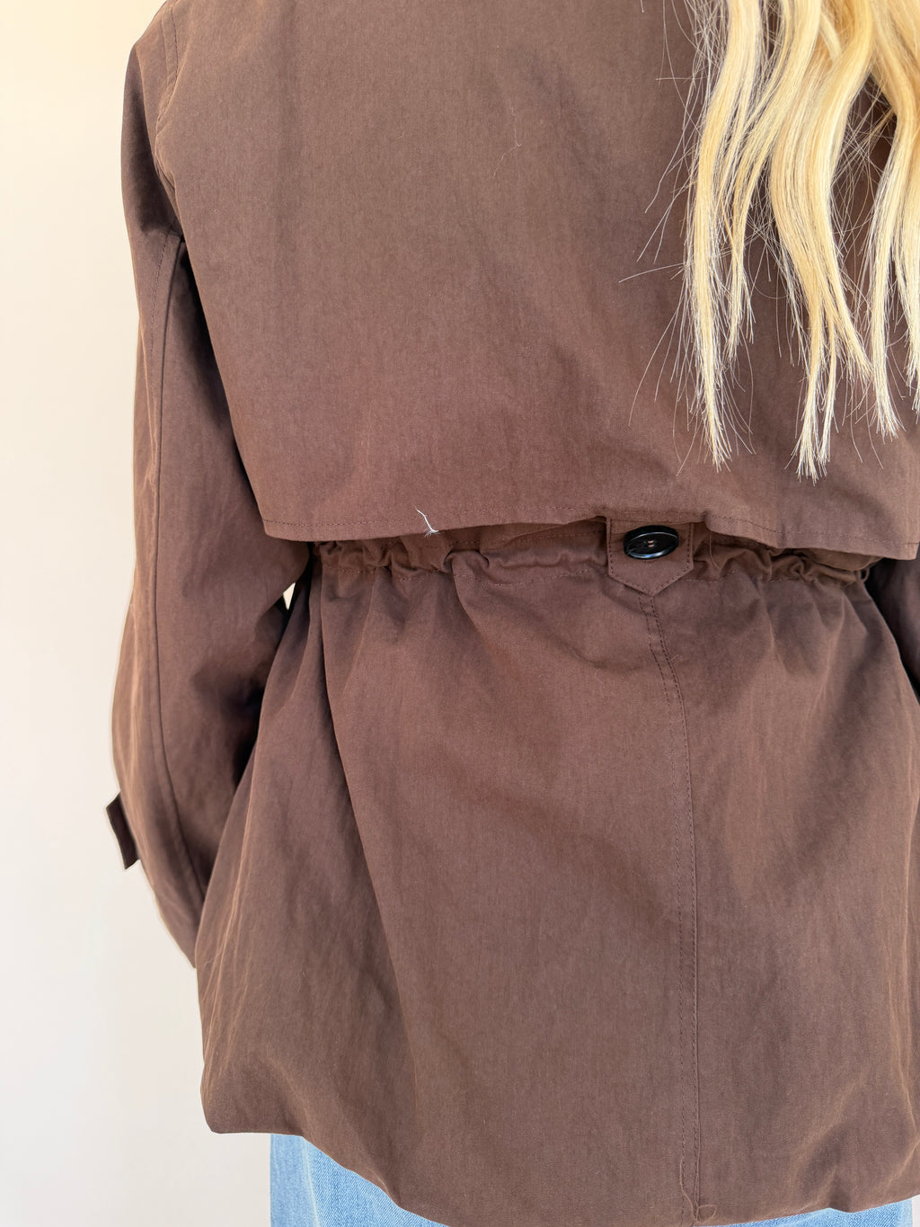 Drawstring Waist Trench Jacket