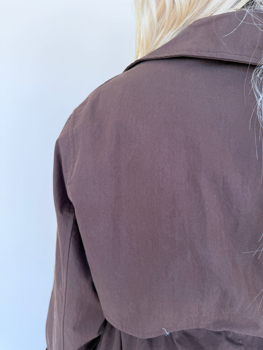 Drawstring Waist Trench Jacket