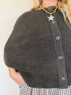 Button Cape Cardigan Sweater