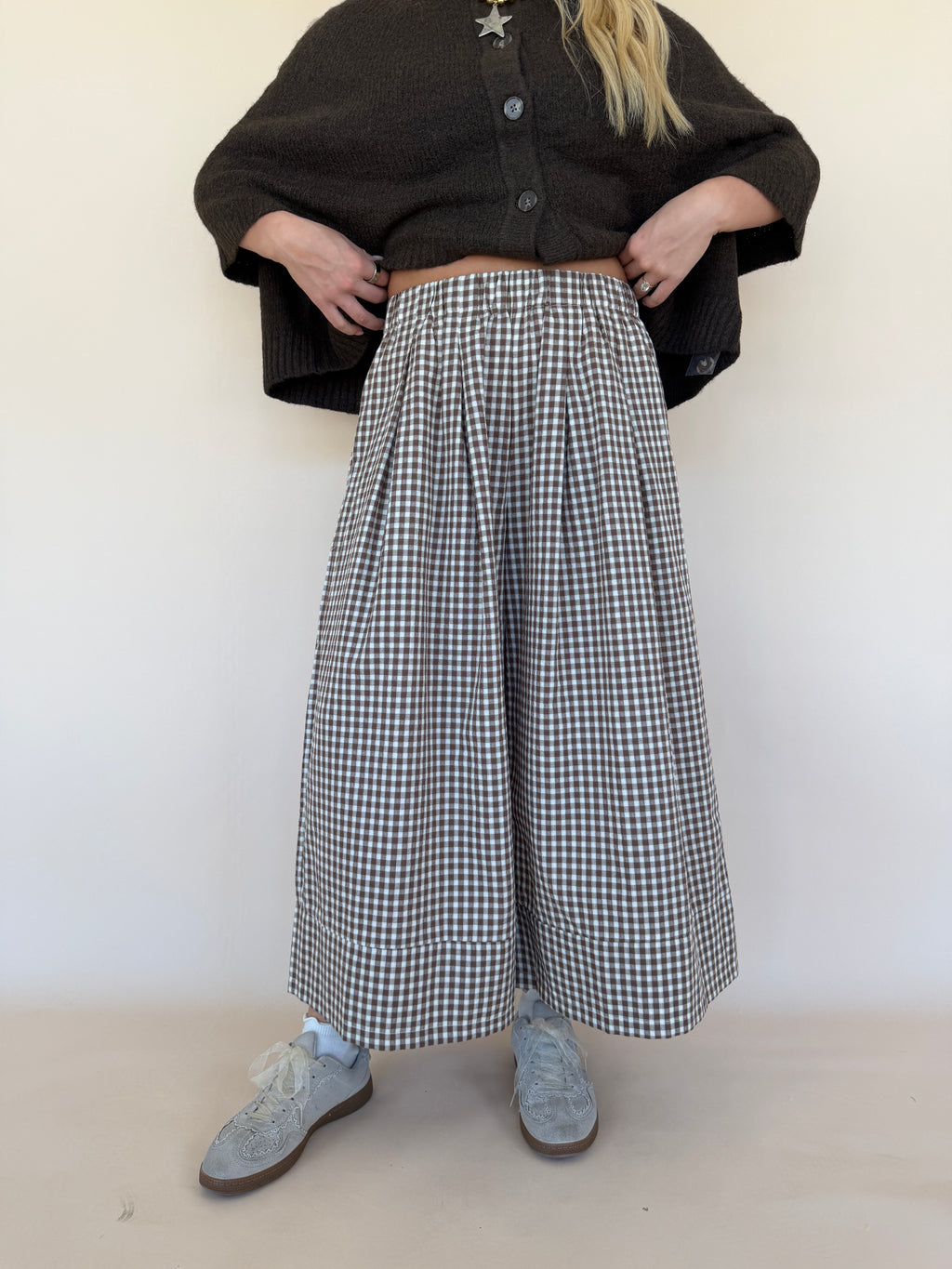 Gingham Wide Leg Pants