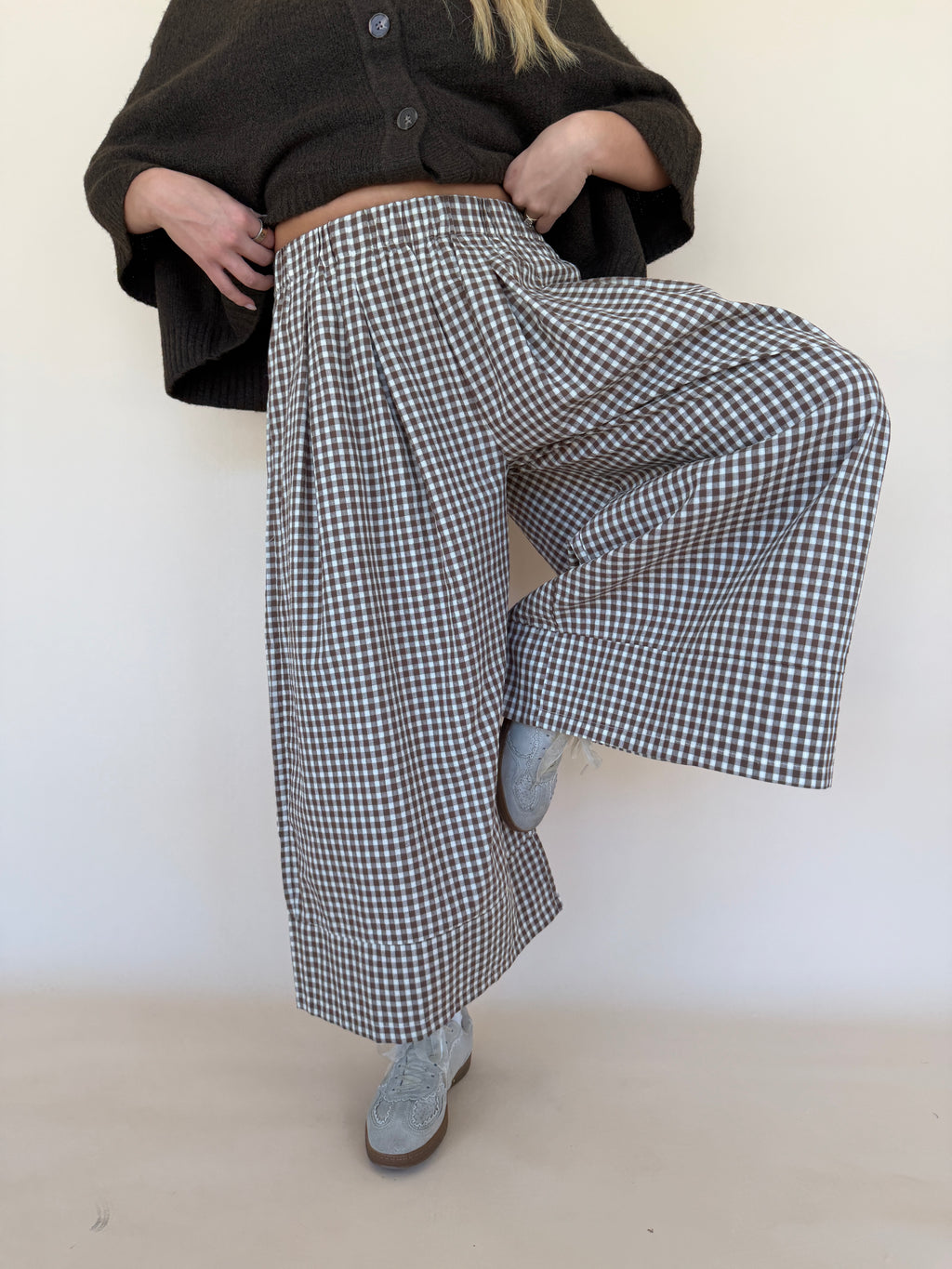 Gingham Wide Leg Pants