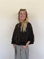 Button Cape Cardigan Sweater