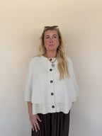 Button Cape Cardigan Sweater