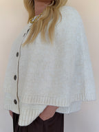 Button Cape Cardigan Sweater