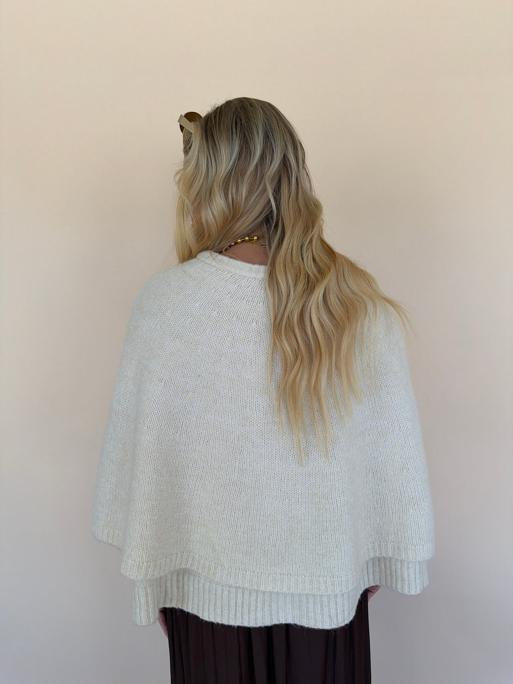 Button Cape Cardigan Sweater