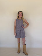 Mineral Washed Striped Mini Dress