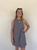 Mineral Washed Striped Mini Dress
