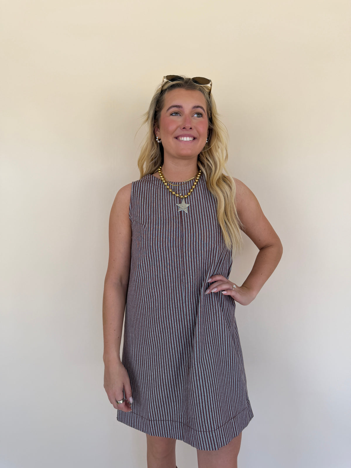 Mineral Washed Striped Mini Dress