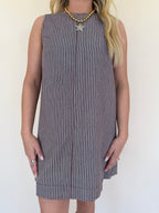 Mineral Washed Striped Mini Dress