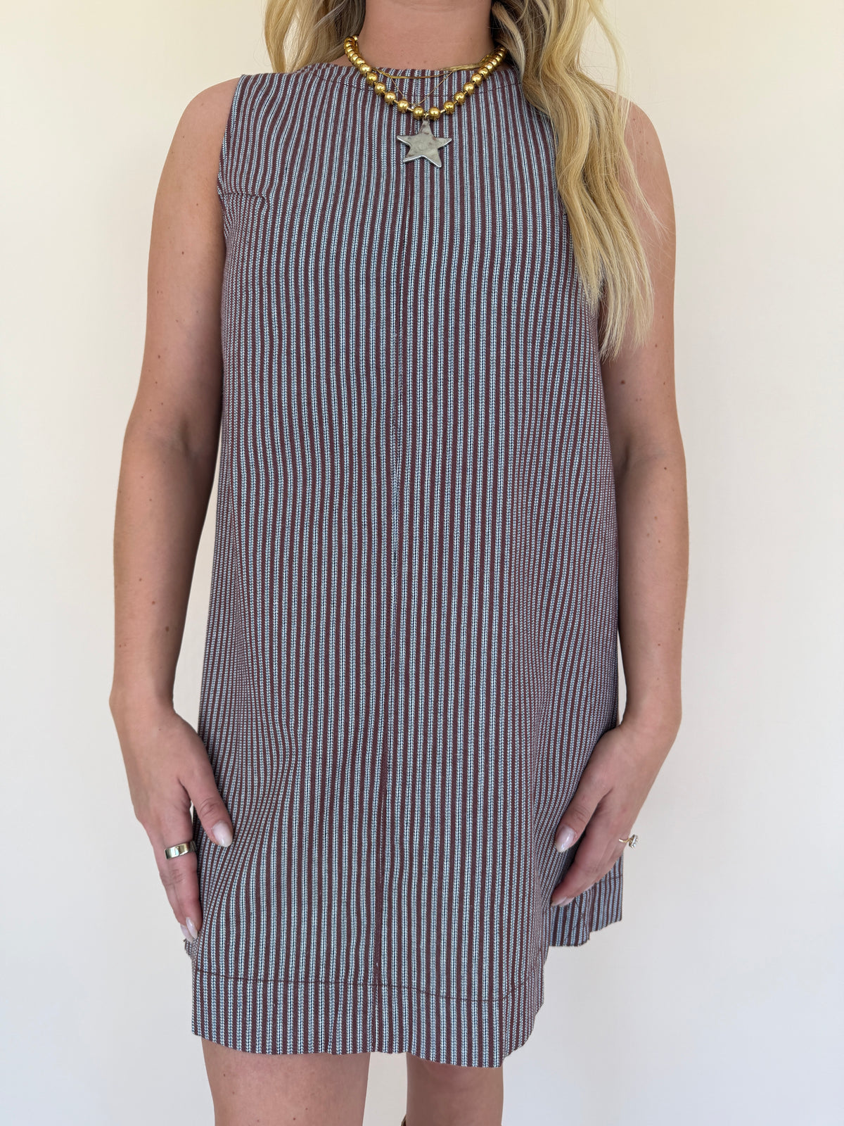 Mineral Washed Striped Mini Dress