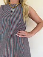 Mineral Washed Striped Mini Dress