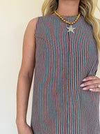 Mineral Washed Striped Mini Dress