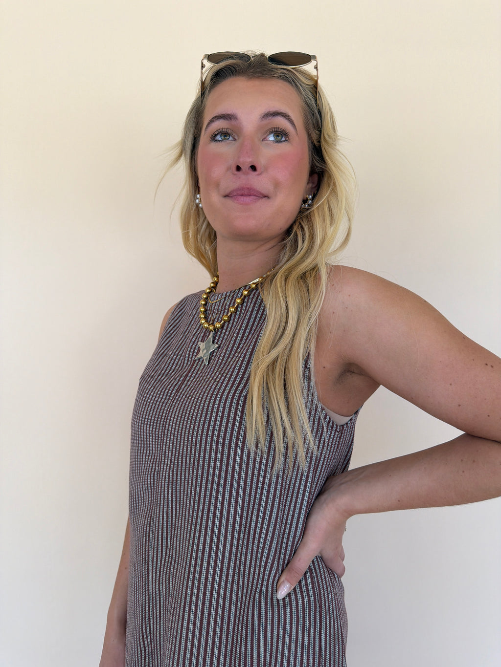 Mineral Washed Striped Mini Dress