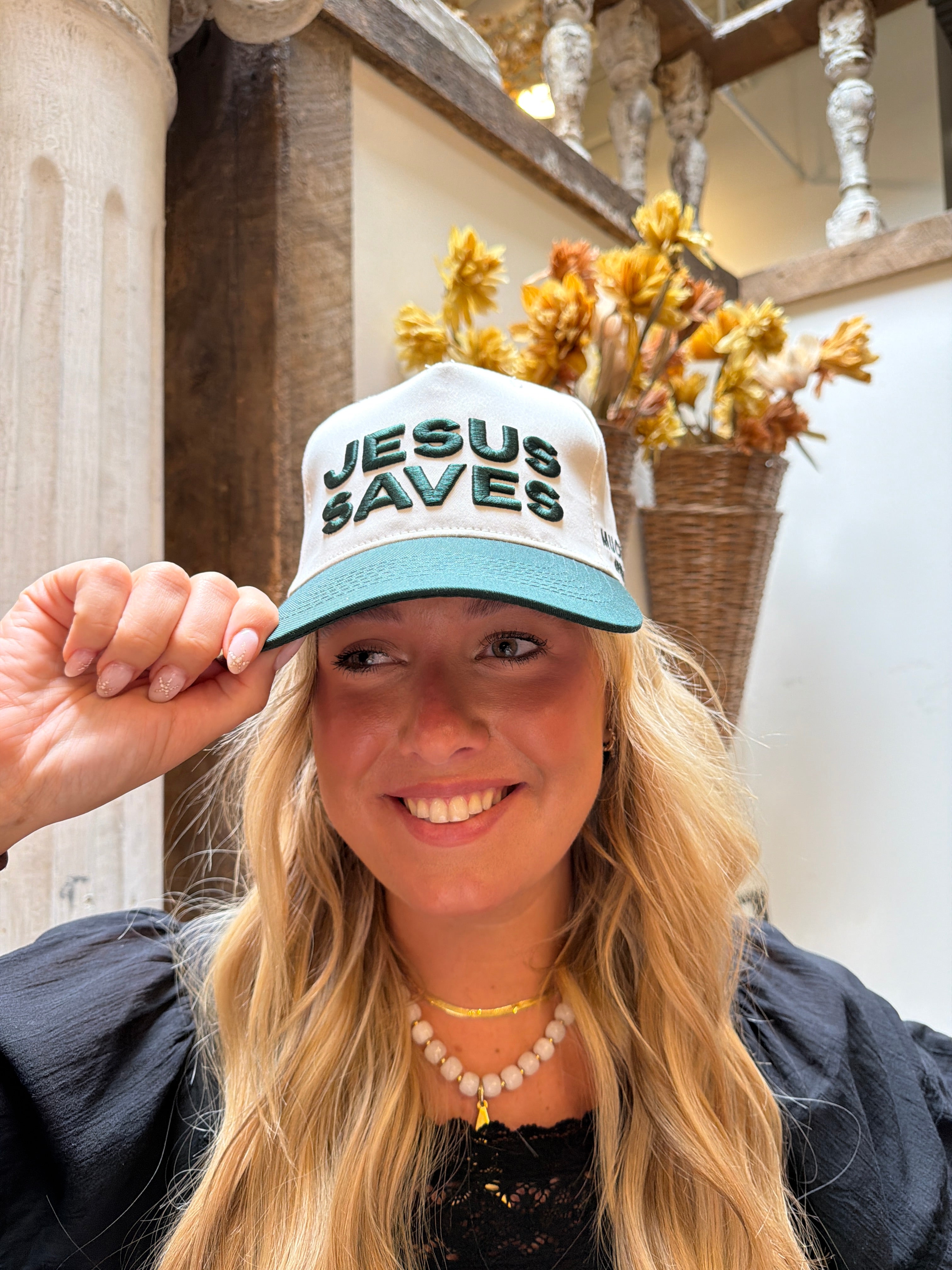 GREEN Jesus Saves Hat