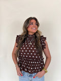 Ruffle Sleeve Polka Dot Peplum Blouse