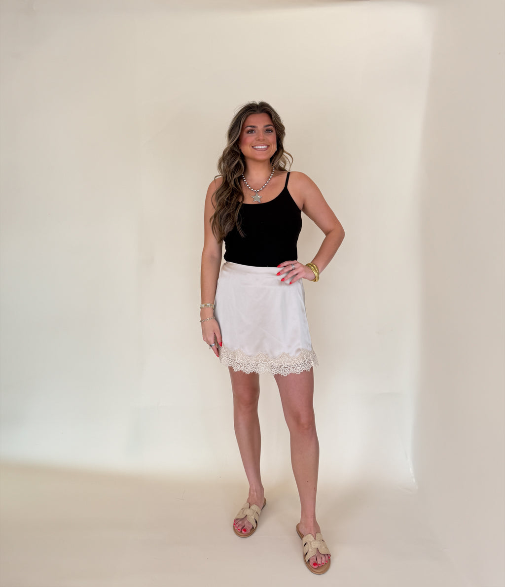 Lace Trim Mini Skirt