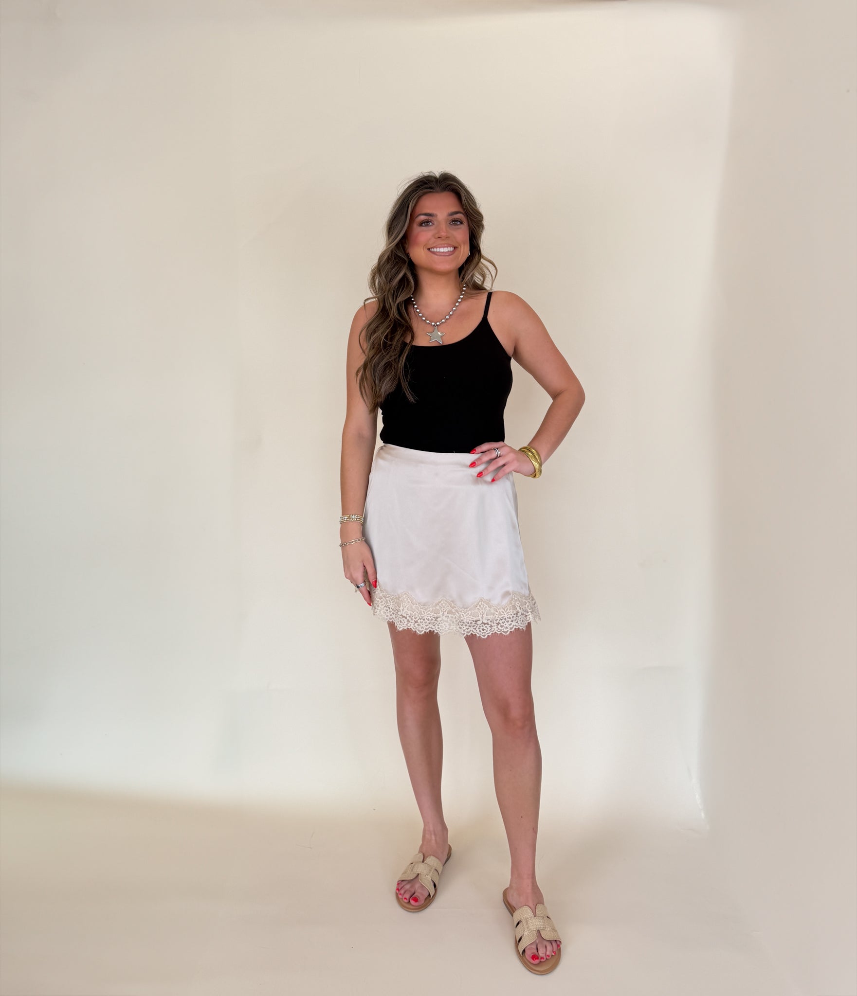 Lace Trim Mini Skirt