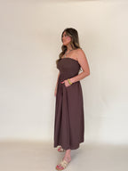 Strapless Flowy Midi Dress
