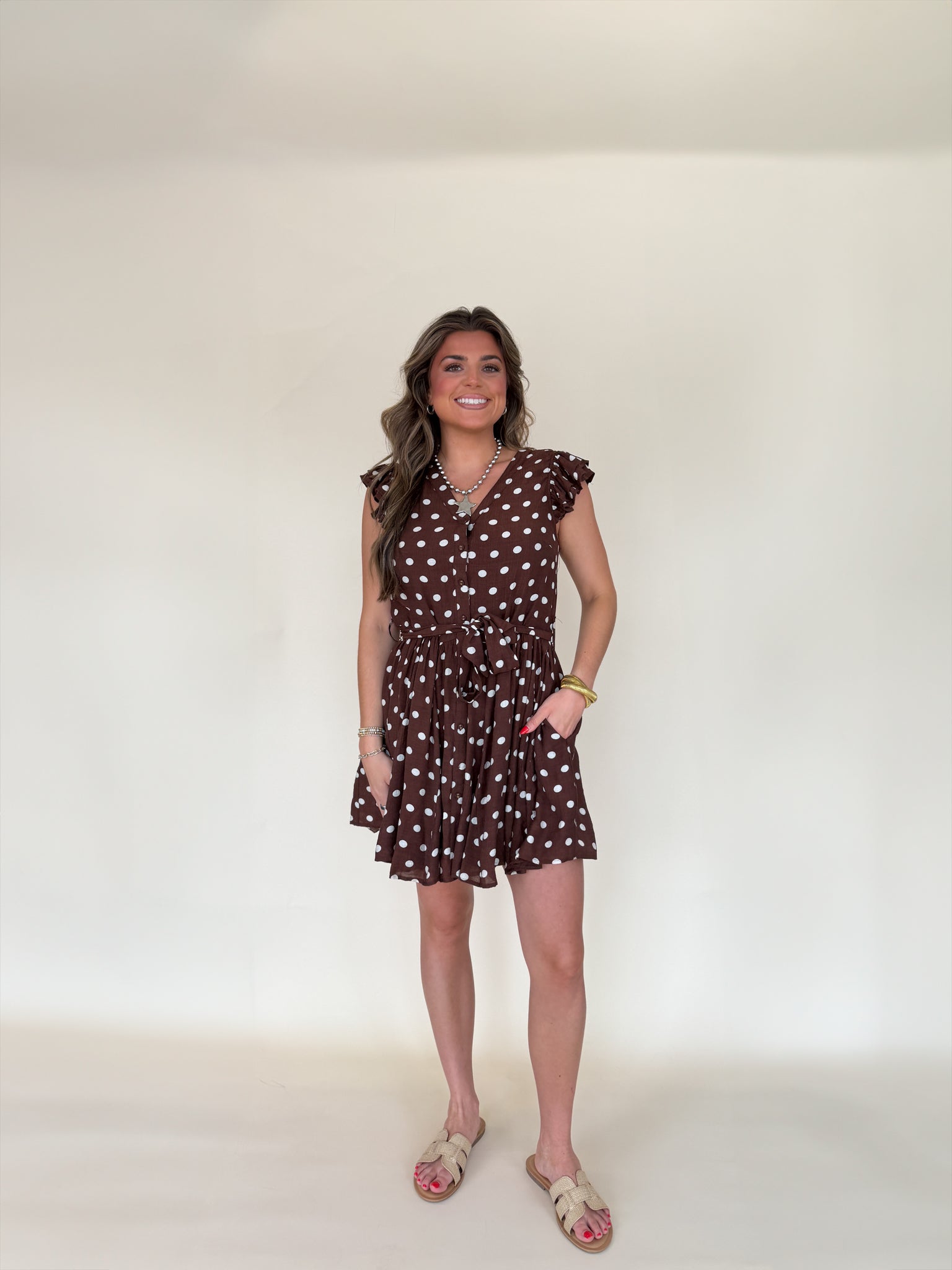 Tie Waist Polka Dot Mini Dress