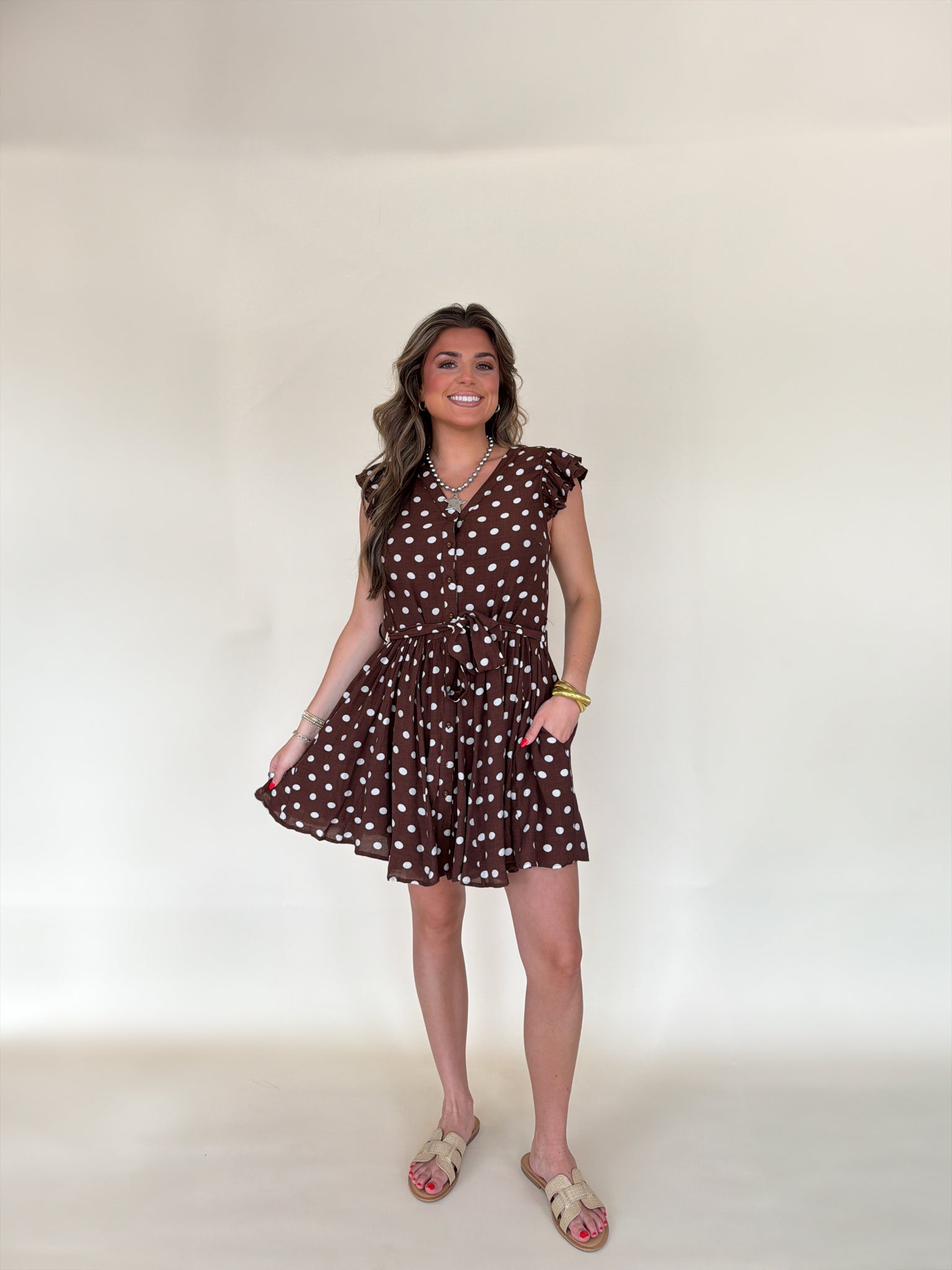 Tie Waist Polka Dot Mini Dress