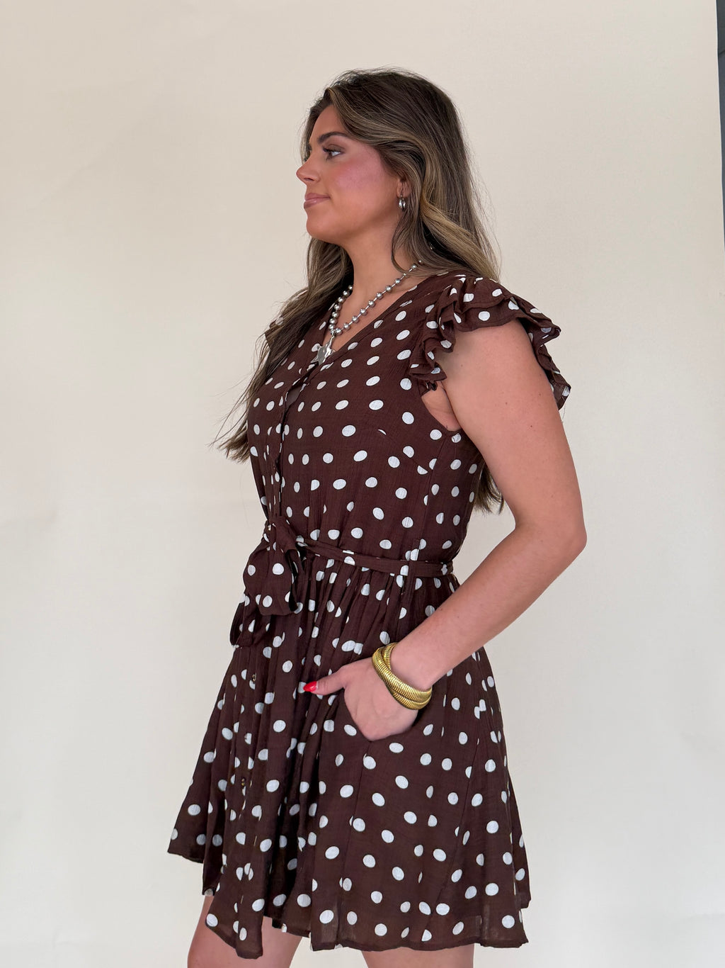 Tie Waist Polka Dot Mini Dress