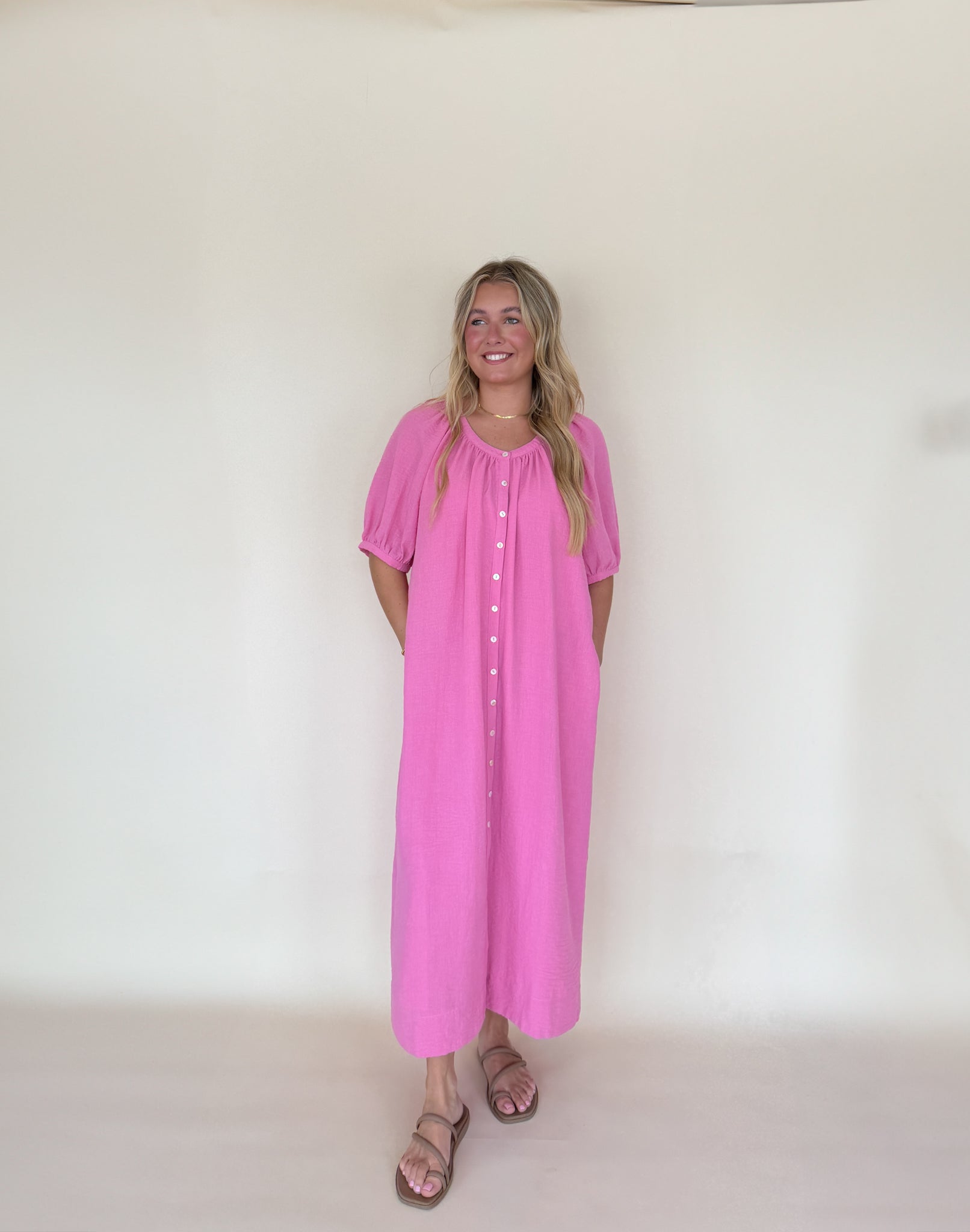 Puff Sleeve Midi Dress
