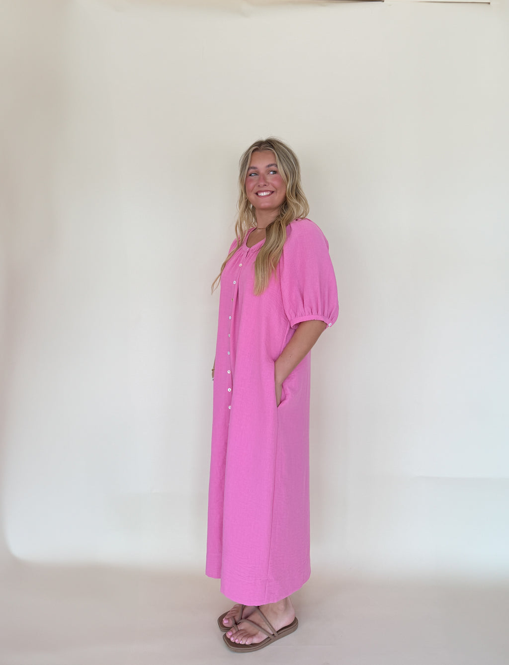 Puff Sleeve Midi Dress