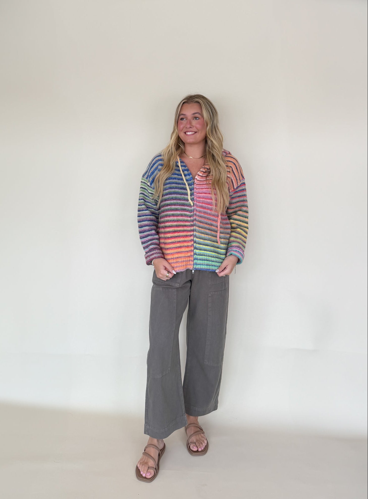 Stripe Zip Sweater Hoodie