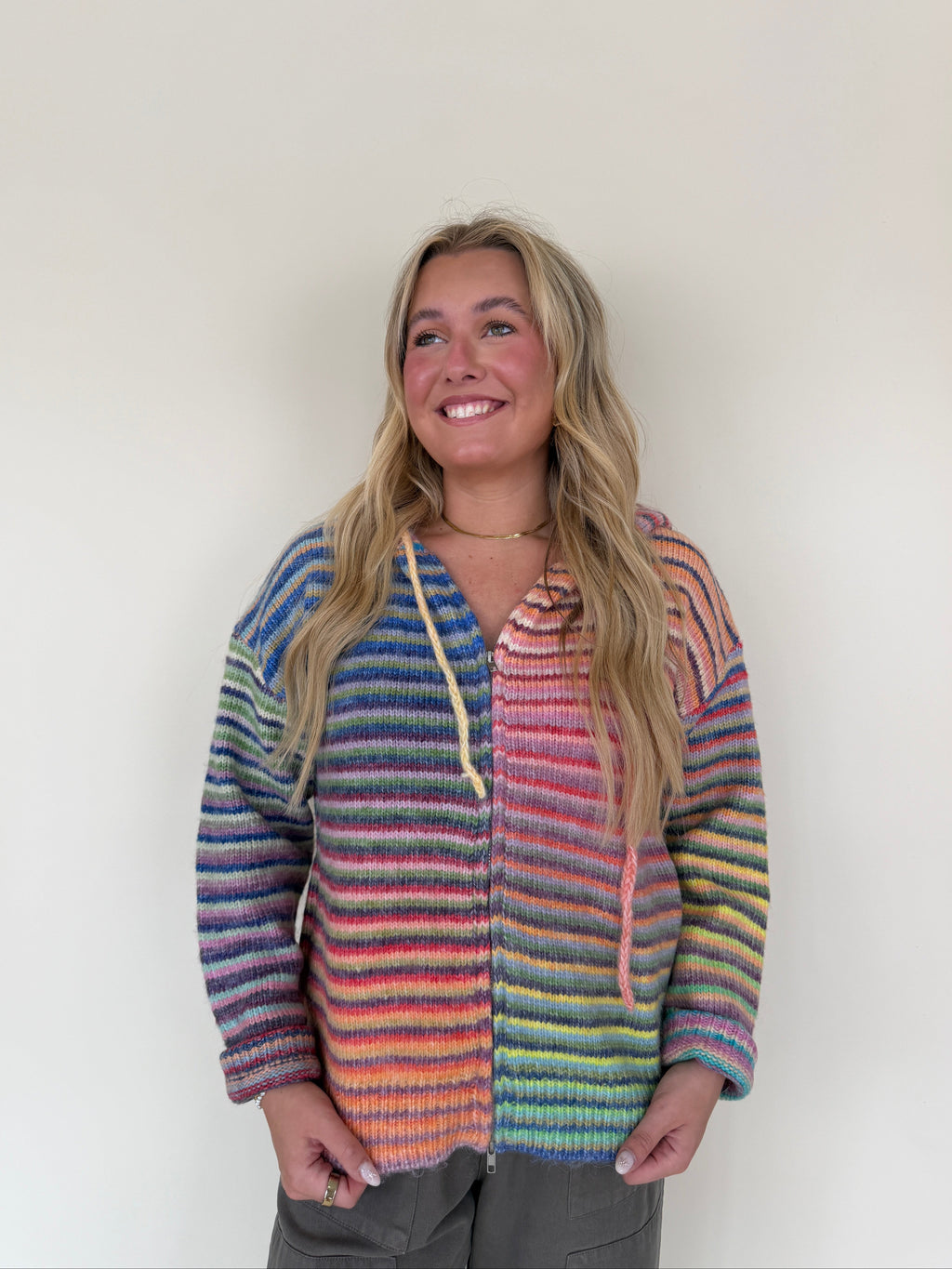 Stripe Zip Sweater Hoodie