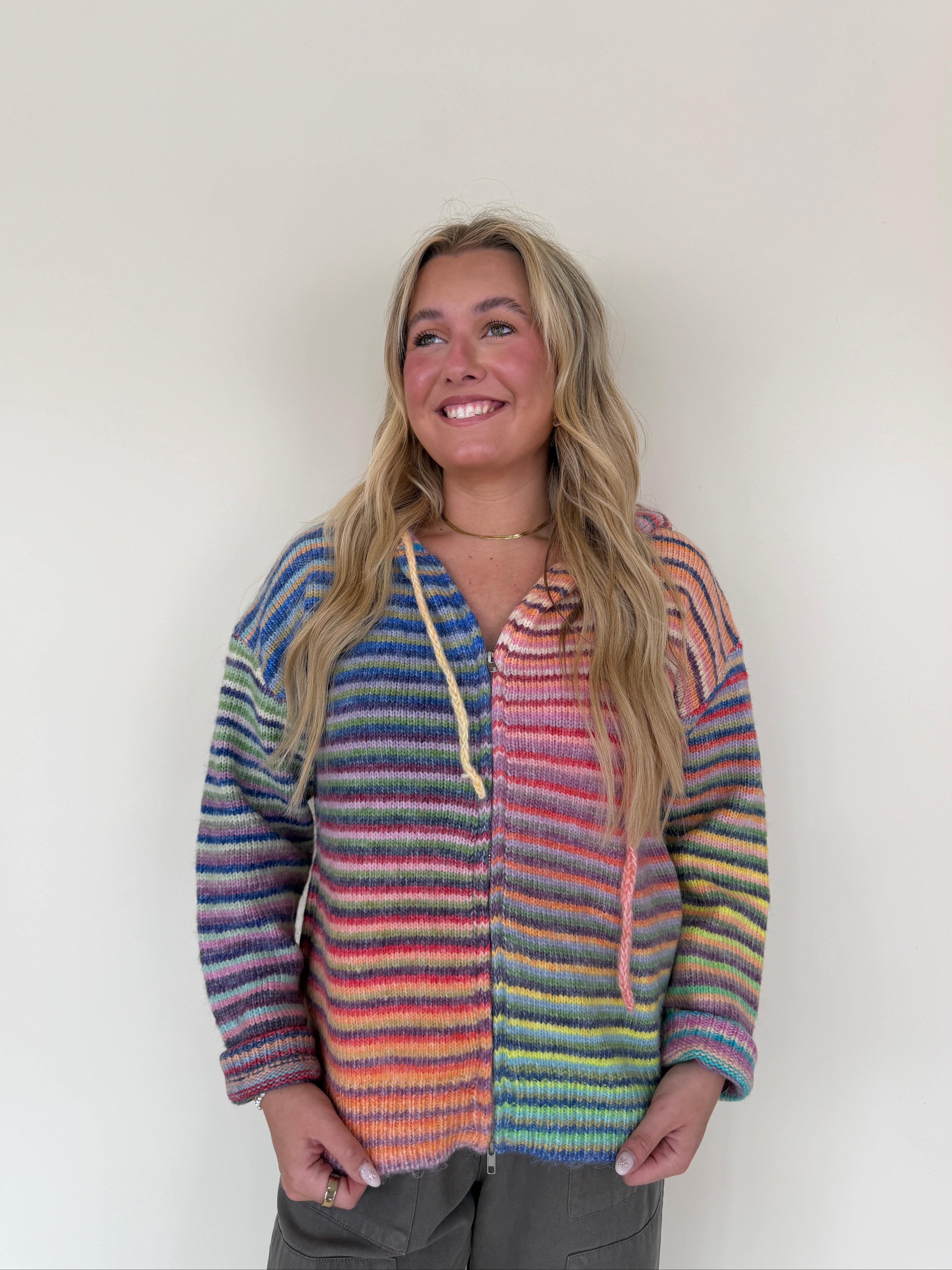 Stripe Zip Sweater Hoodie