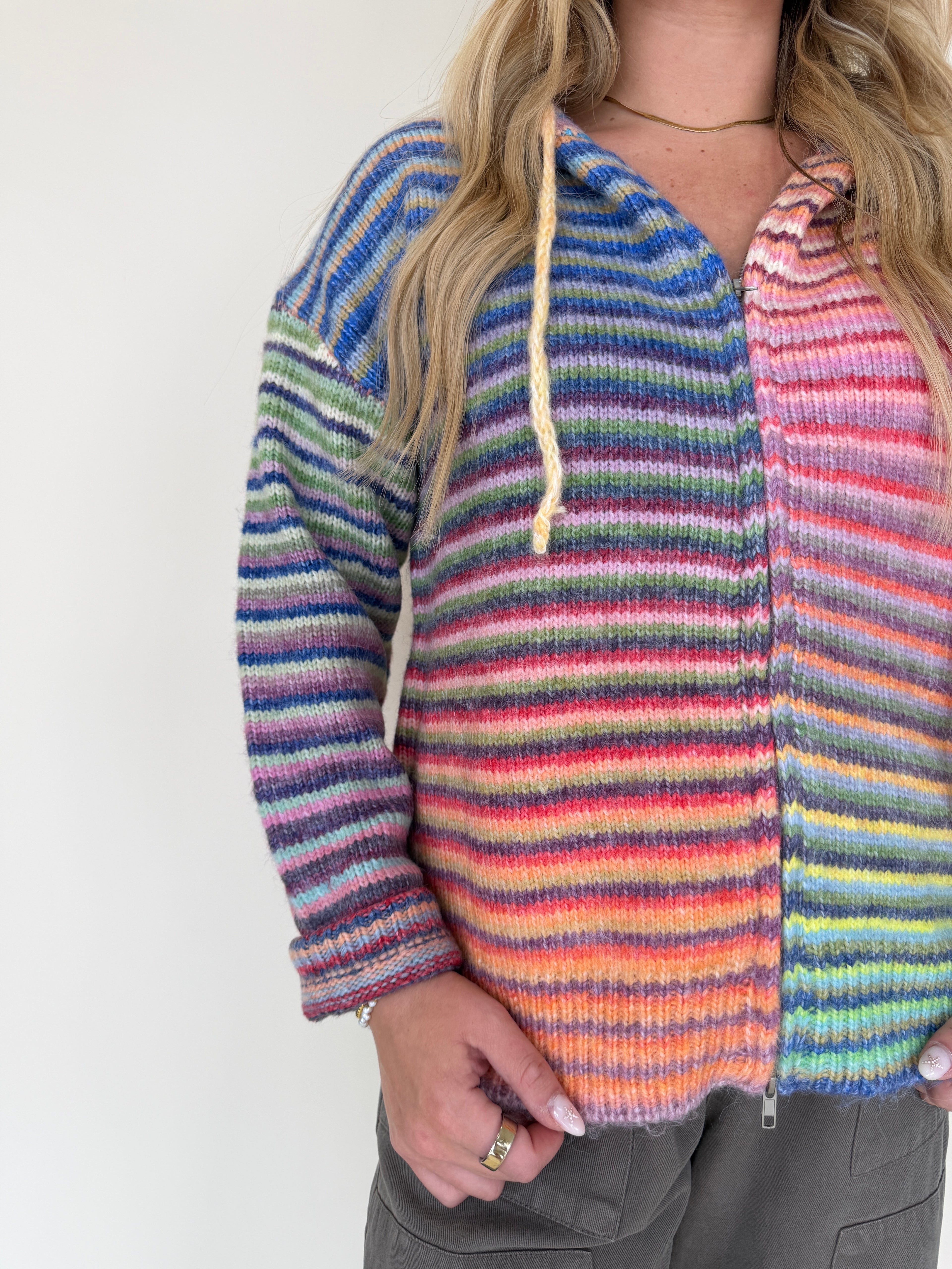 Stripe Zip Sweater Hoodie