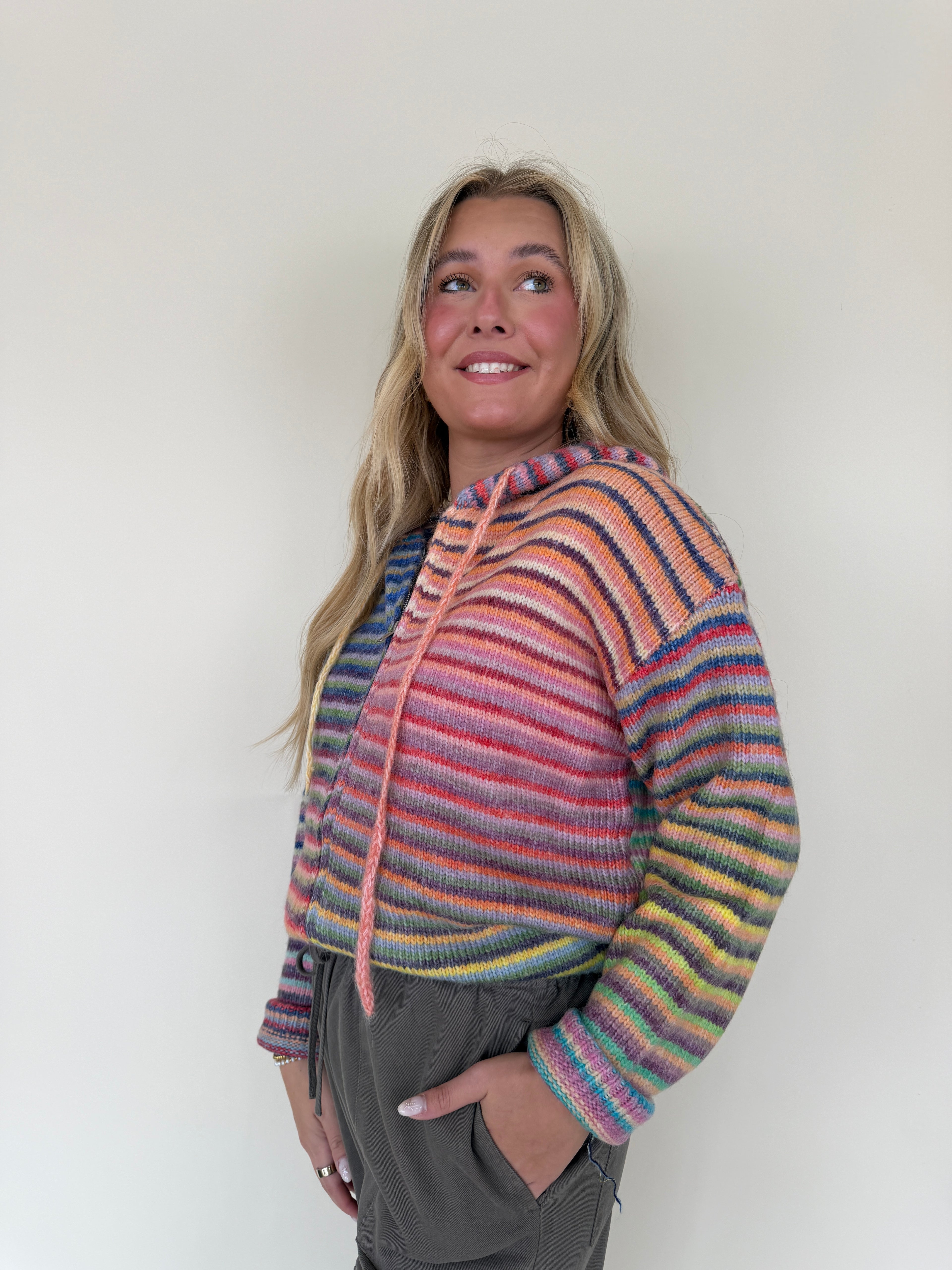 Stripe Zip Sweater Hoodie