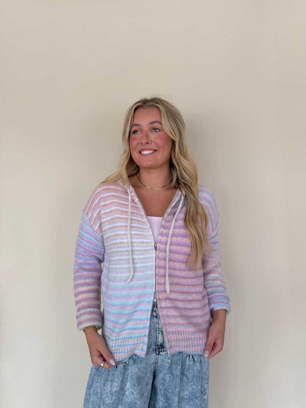 Stripe Zip Sweater Hoodie