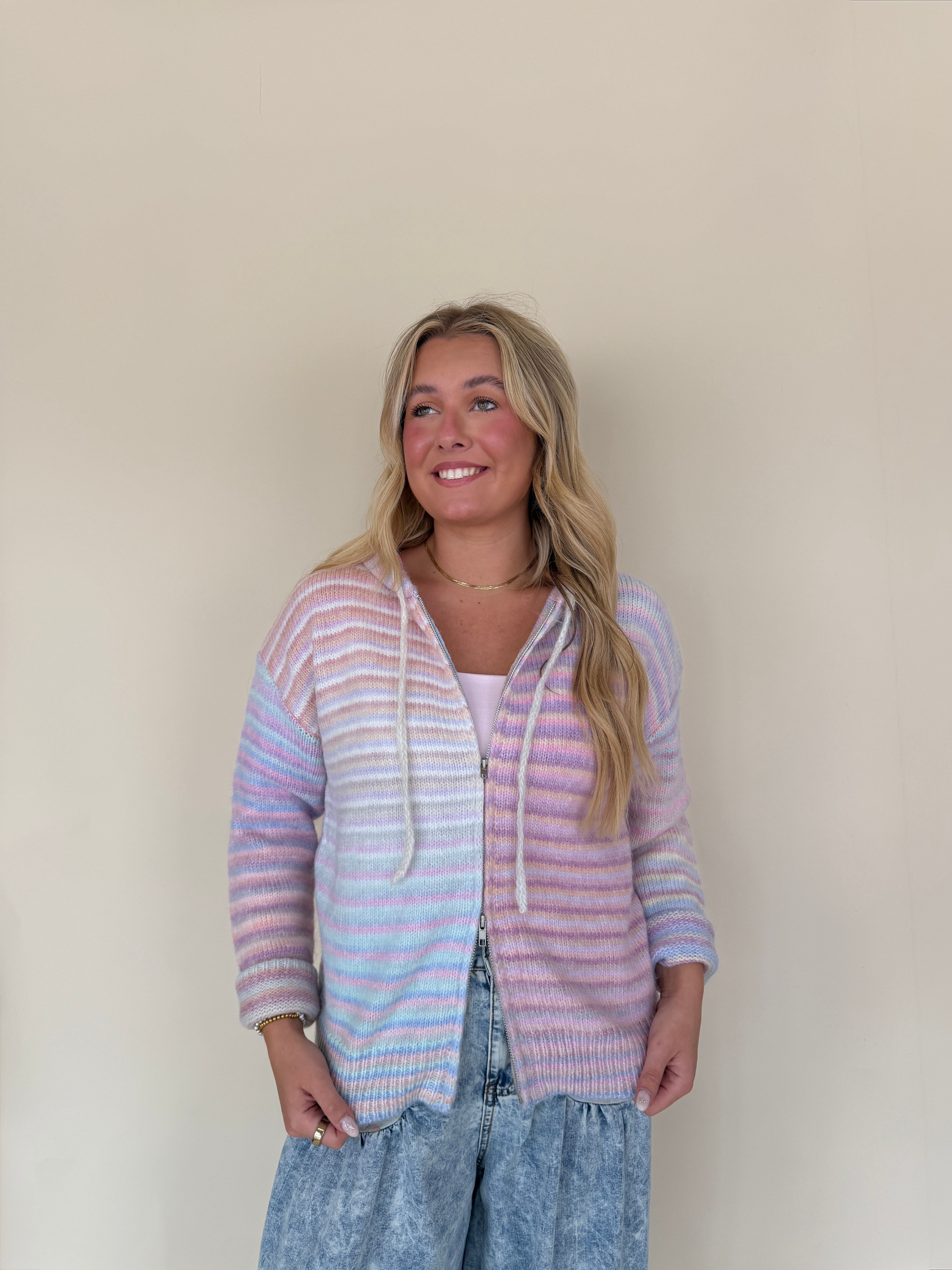 Stripe Zip Sweater Hoodie