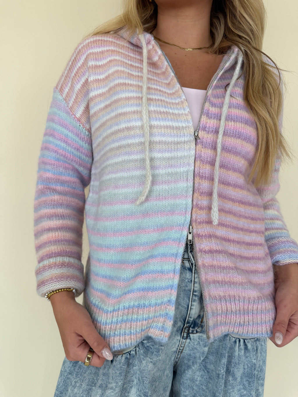 Stripe Zip Sweater Hoodie