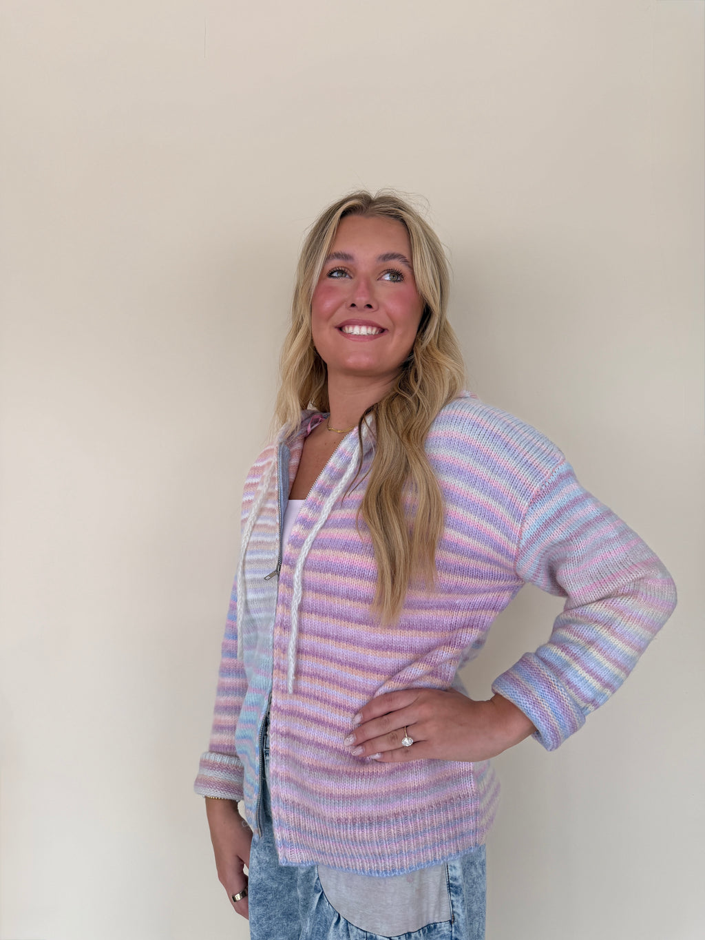 Stripe Zip Sweater Hoodie