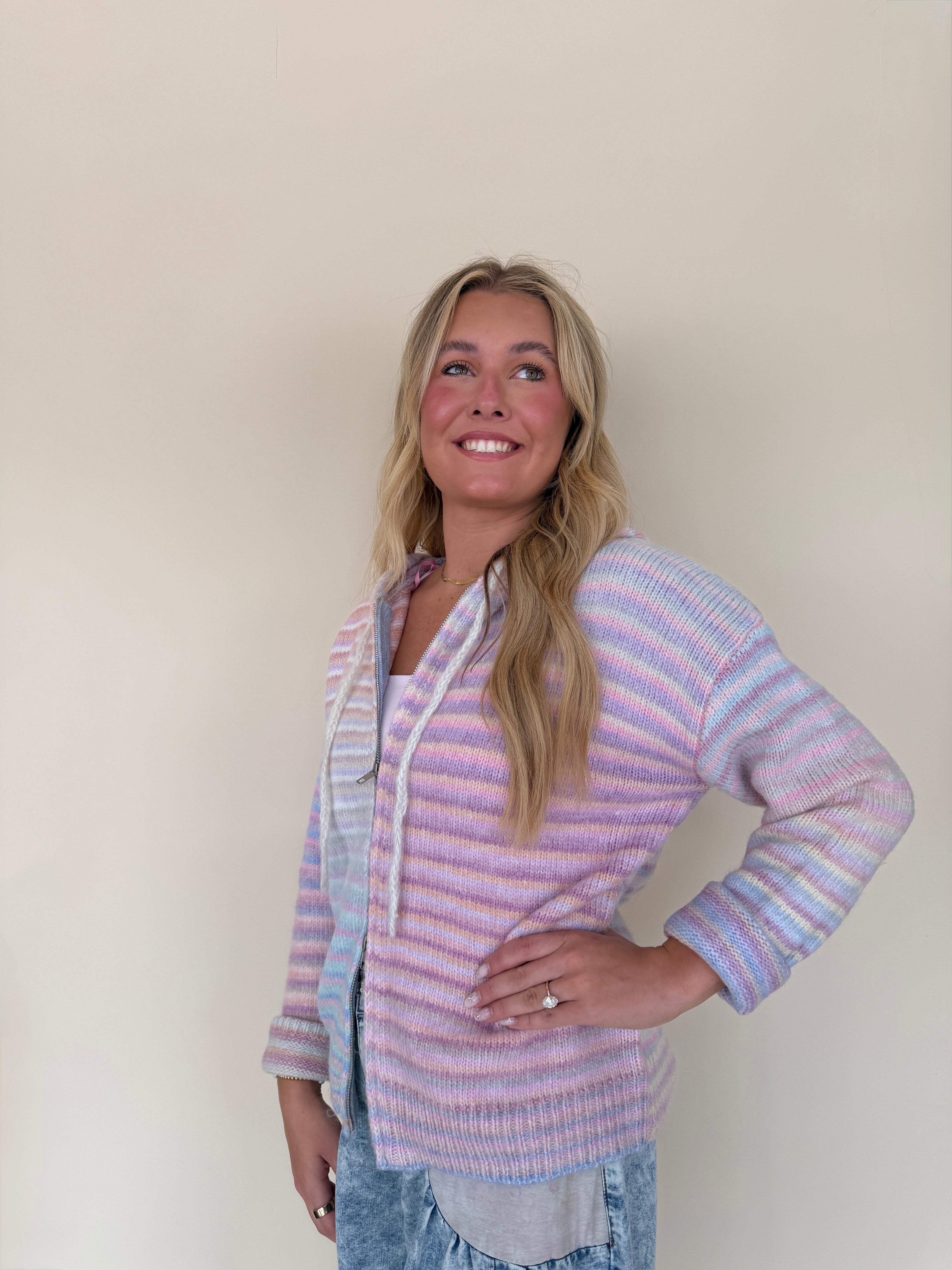 Stripe Zip Sweater Hoodie