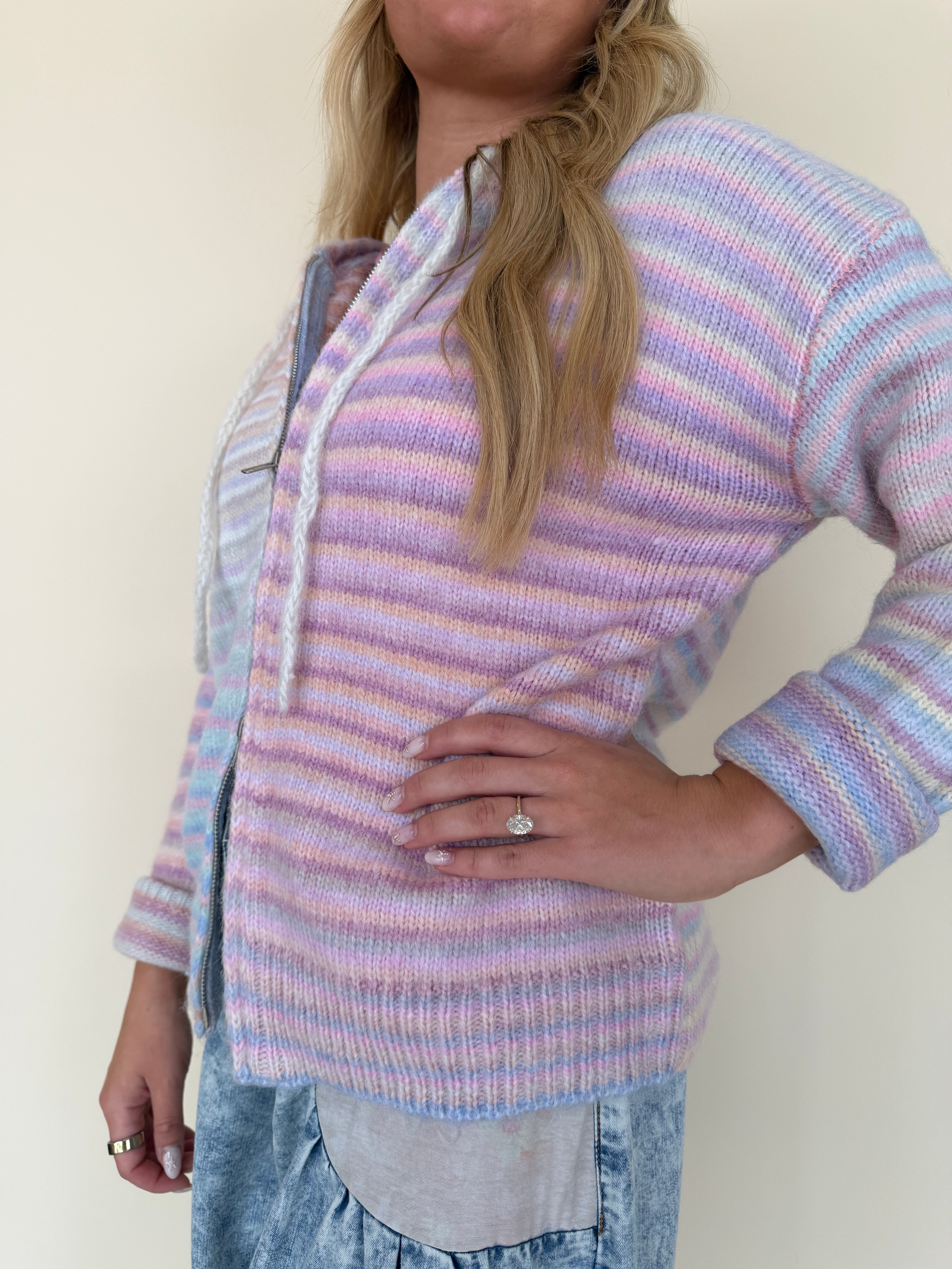Stripe Zip Sweater Hoodie