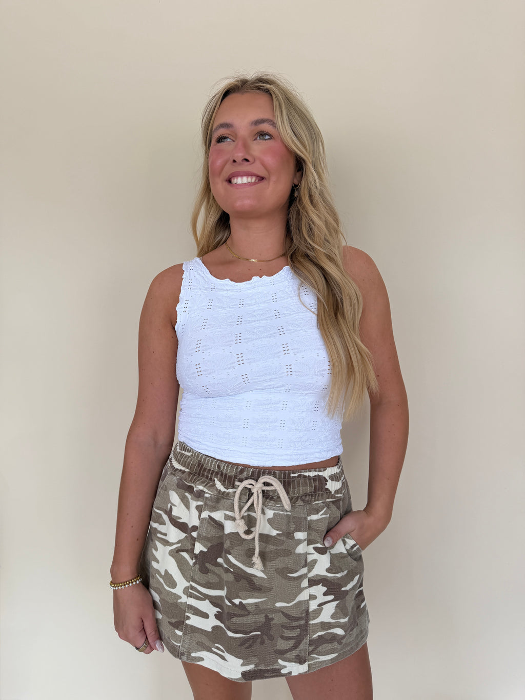 Rope Drawstring Twill Skort