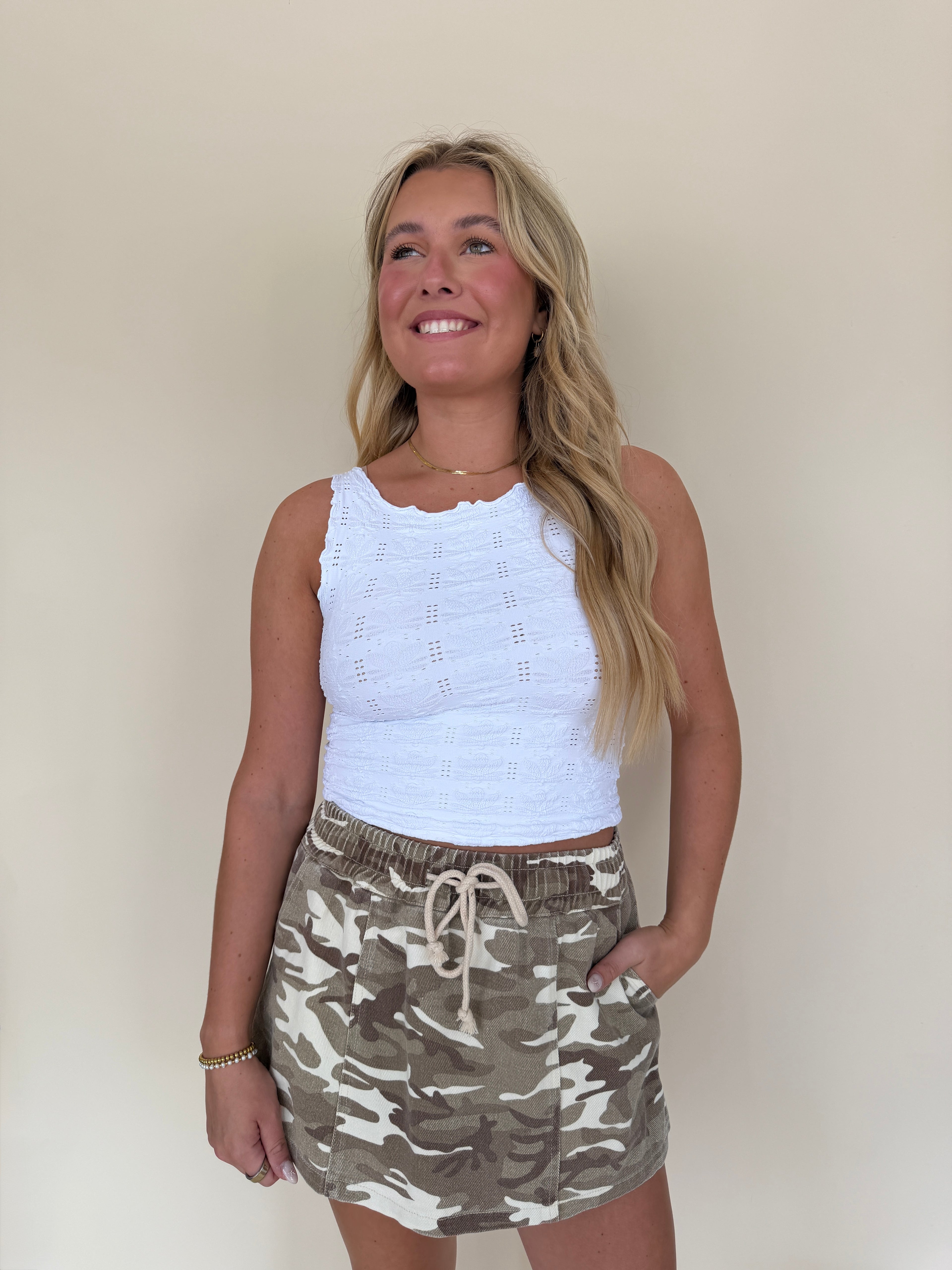 Rope Drawstring Twill Skort