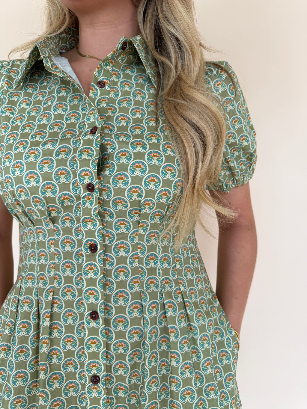 Printed Button Front Maxi Dress